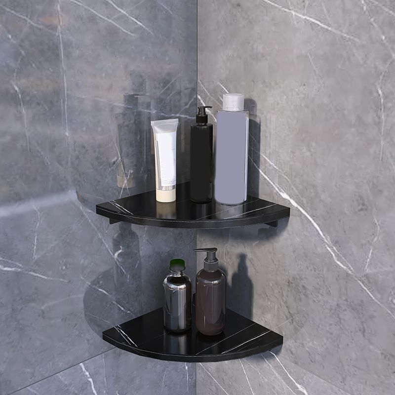 3 Piece Modern Bathroom Accessory Set Marble and Metal Bath Shelf