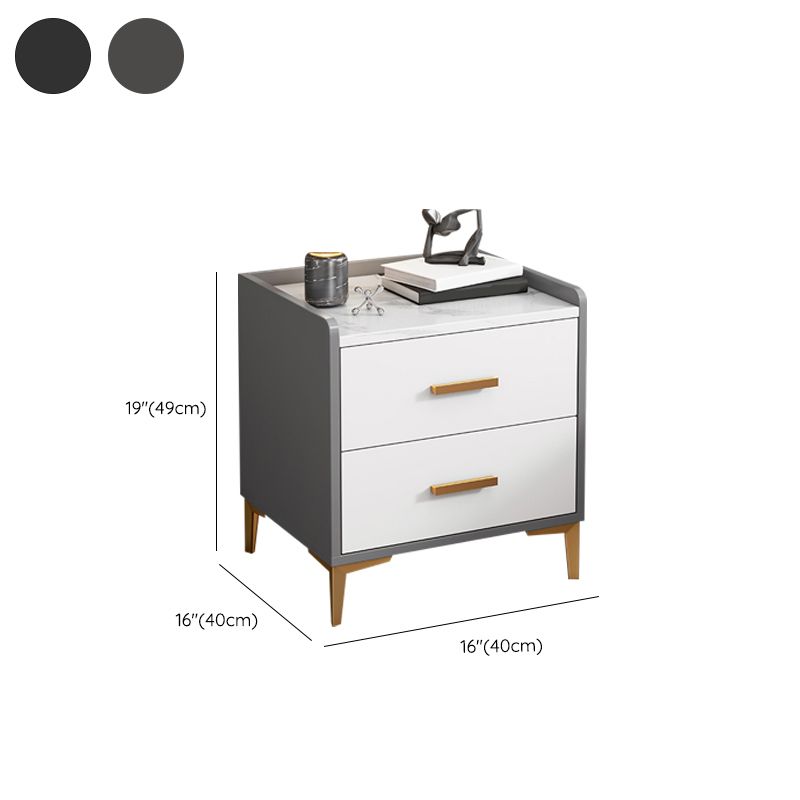 Contemporary Night Table Wooden Bedside Cabinet with 2 Drawers