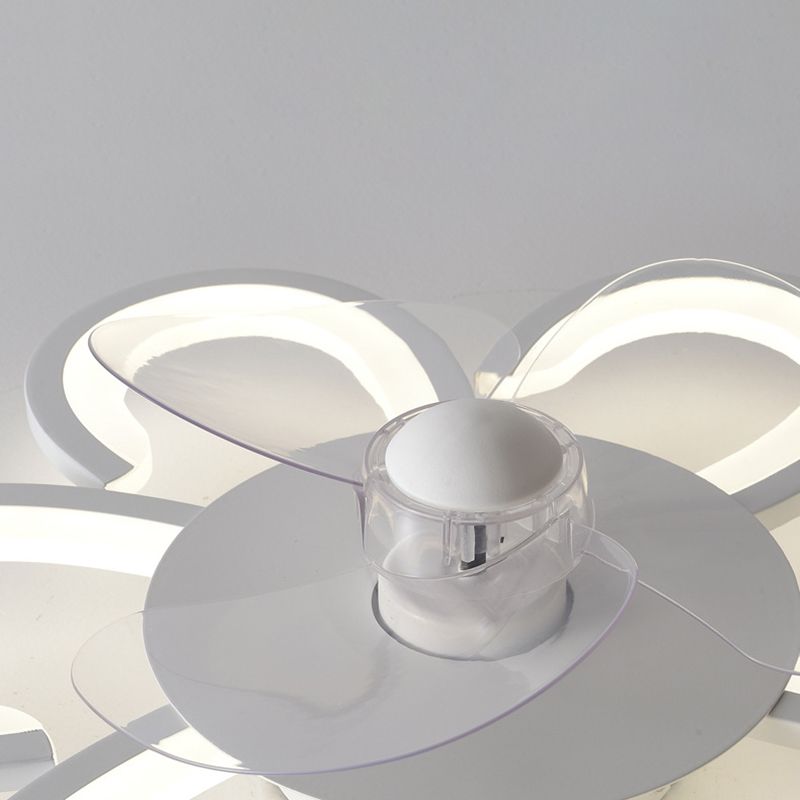 Contemporary Single White Ceiling Fan Lamp LED Acrylic Unique Ceiling Fan Light