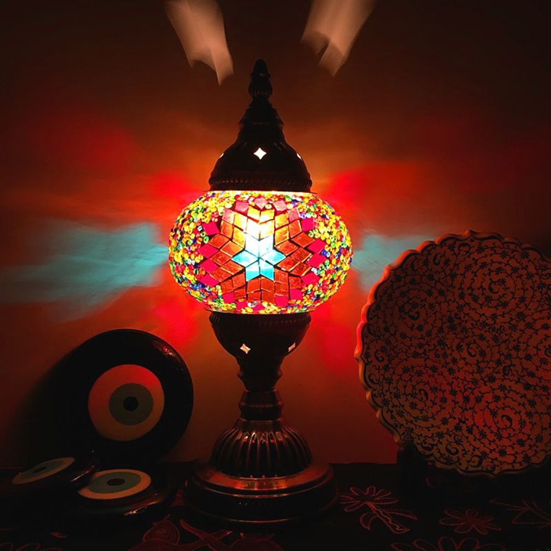 Turkish Mosaic Table Lamp Vintage Style Glass Lamp Shade Desk Lamp Fixture