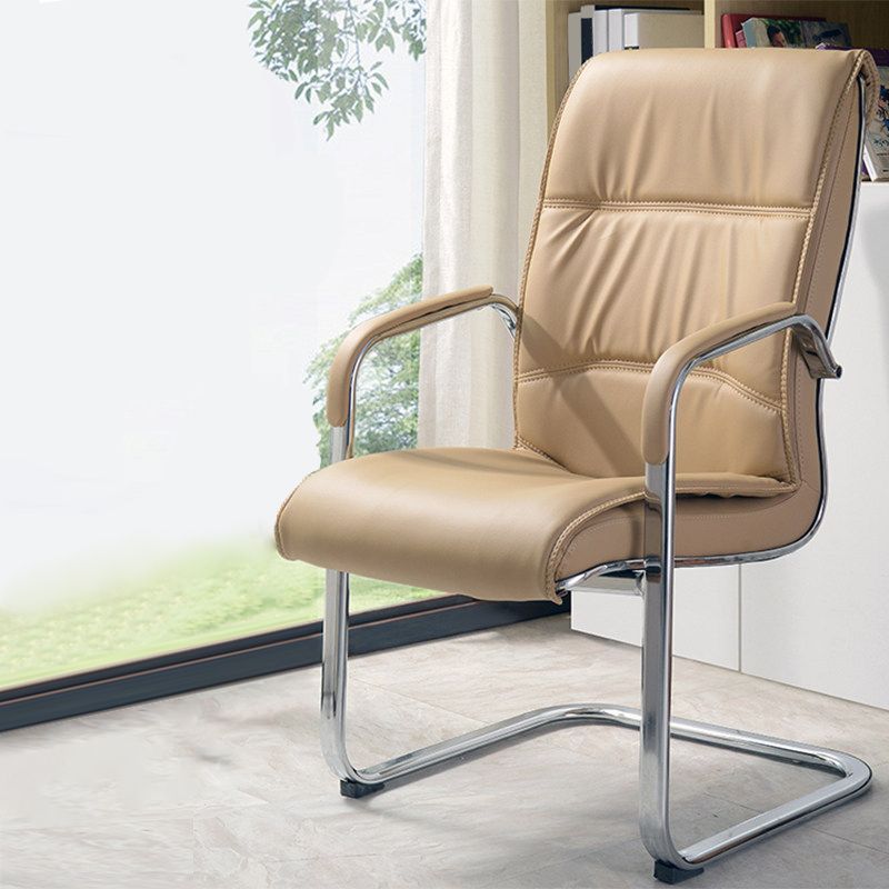 Modern Arms Included Chair High-Back Leather Desk Chair in Black/Brown