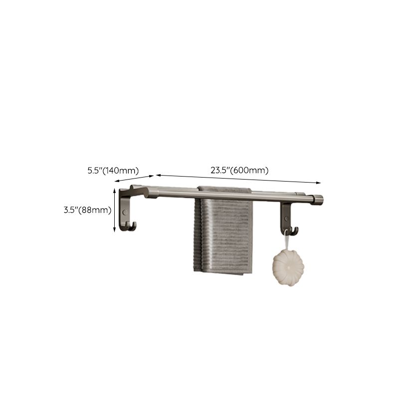 Modern Bathroom Accessory Set in Gray with Bath Shelf/Towel Bar/Robe Hooks & Paper Holder