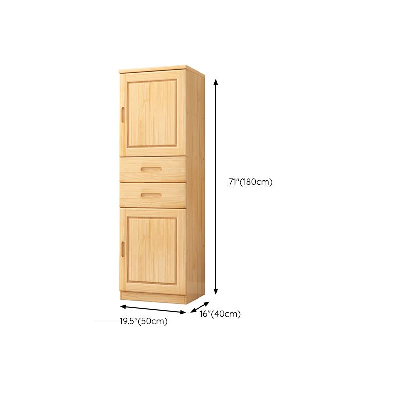 Pine Wardrobe Armoire 1 and 2-Door Hanging Clothes Rack with Door