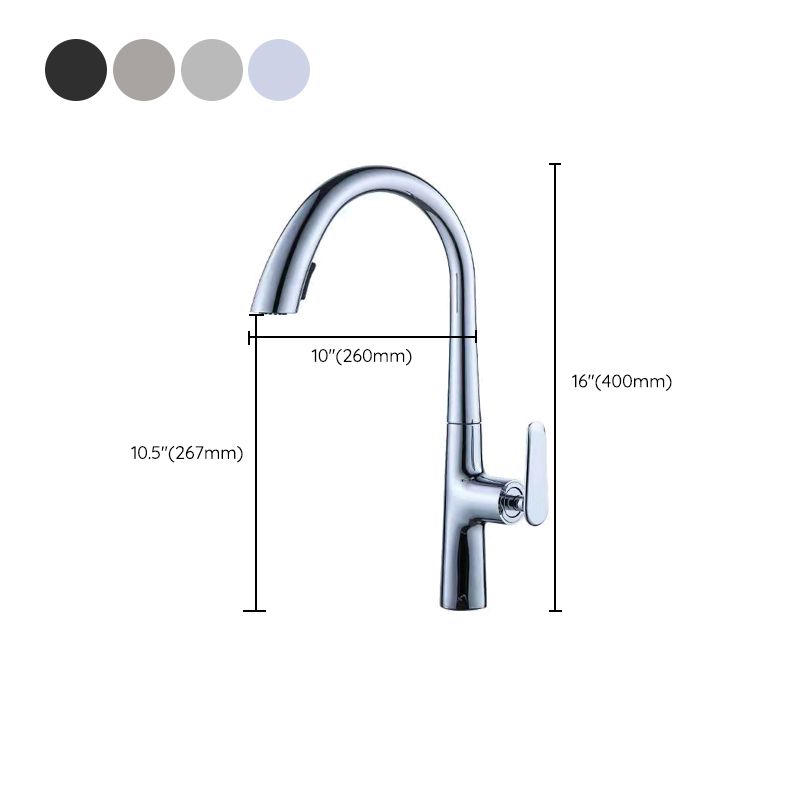 Modern 1-Handle Faucet Pull down Stainless Steel Standard Kitchen Faucet