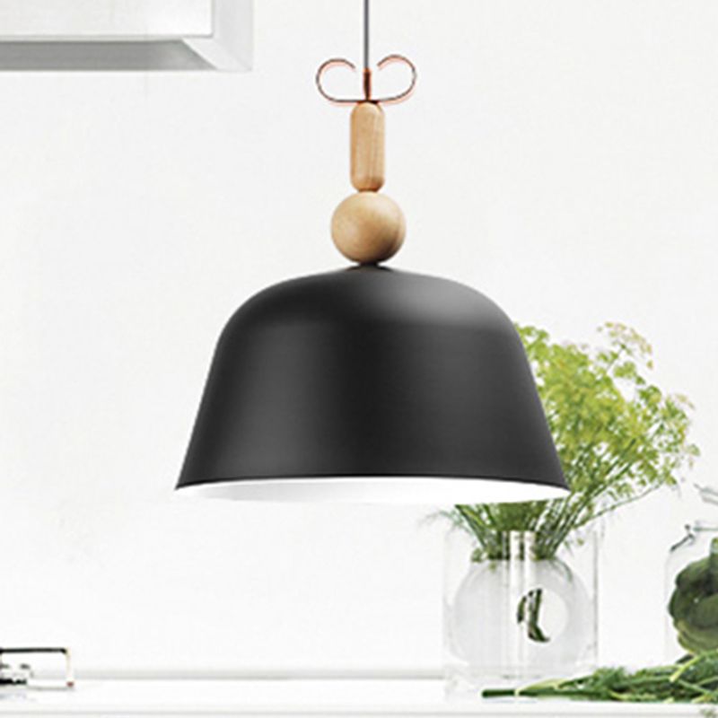 12"/16" Wide Nordic Style Bell Pendant Lighting Metal Single Light Monochrome Hanging Lamp for Kitchen Island