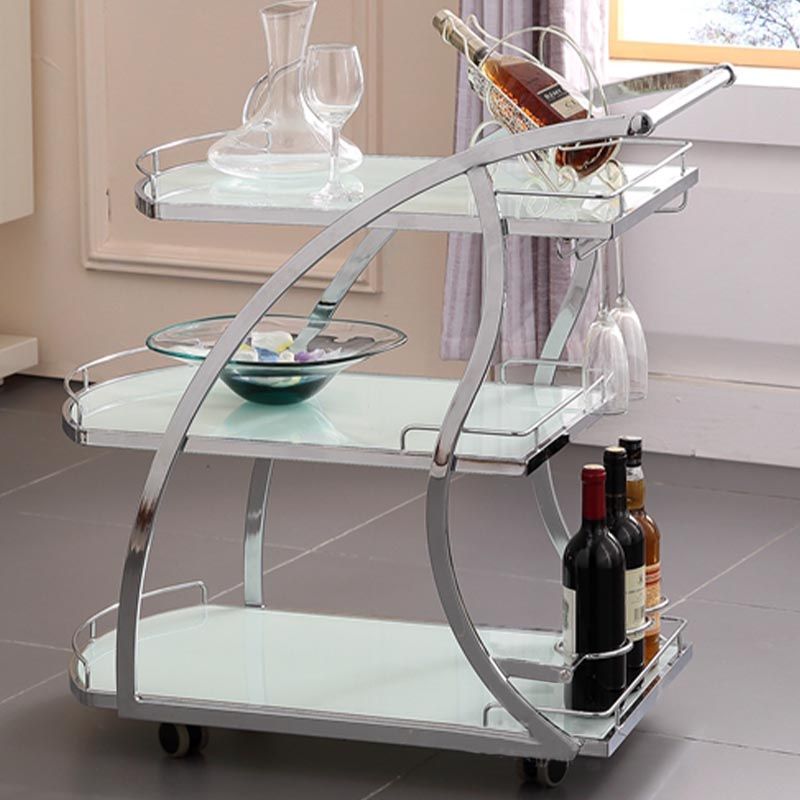 32.68" High Modern Style Prep Table Rolling Metal Prep Table for Home