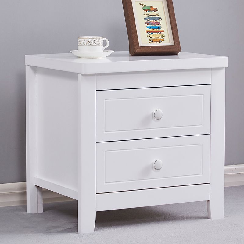 Modern Solid Wood Standard Nightstand with Drawers Kids Bedside Table