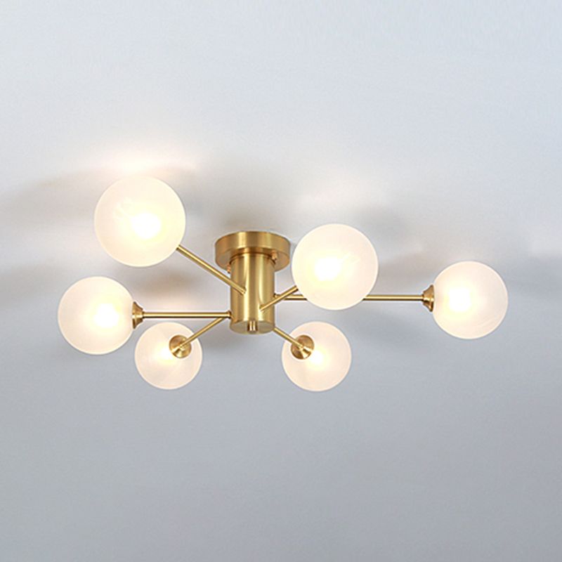 Nordic Style Golden Ceiling Light Ball Shape Glass Shade Ceiling Lamp for Living Room