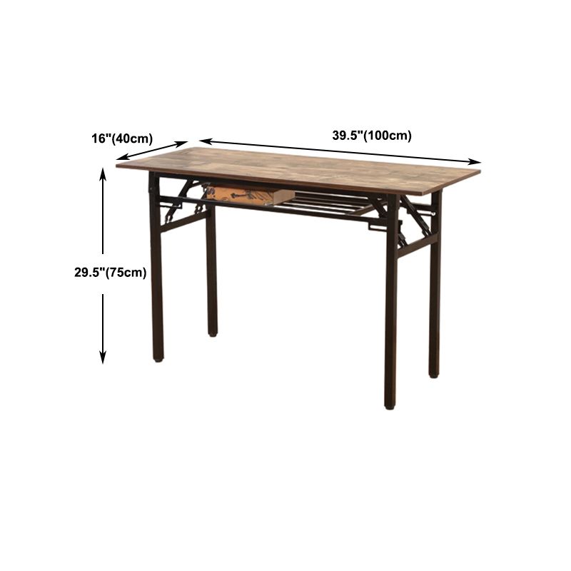 Industrial Rectangular Writing Desk Brown Wooden Office Desk