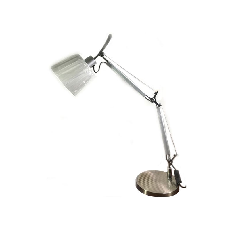 Verkürzter Kegelfalten-Stoff-Task Light Moderne 1 Kopf Chrom Schreibtischlampe mit 2-Gelenkschwingarm