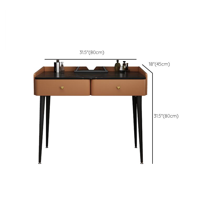 31.49 " Height Slate Top Makeup Table with Drawers Vanity Stool