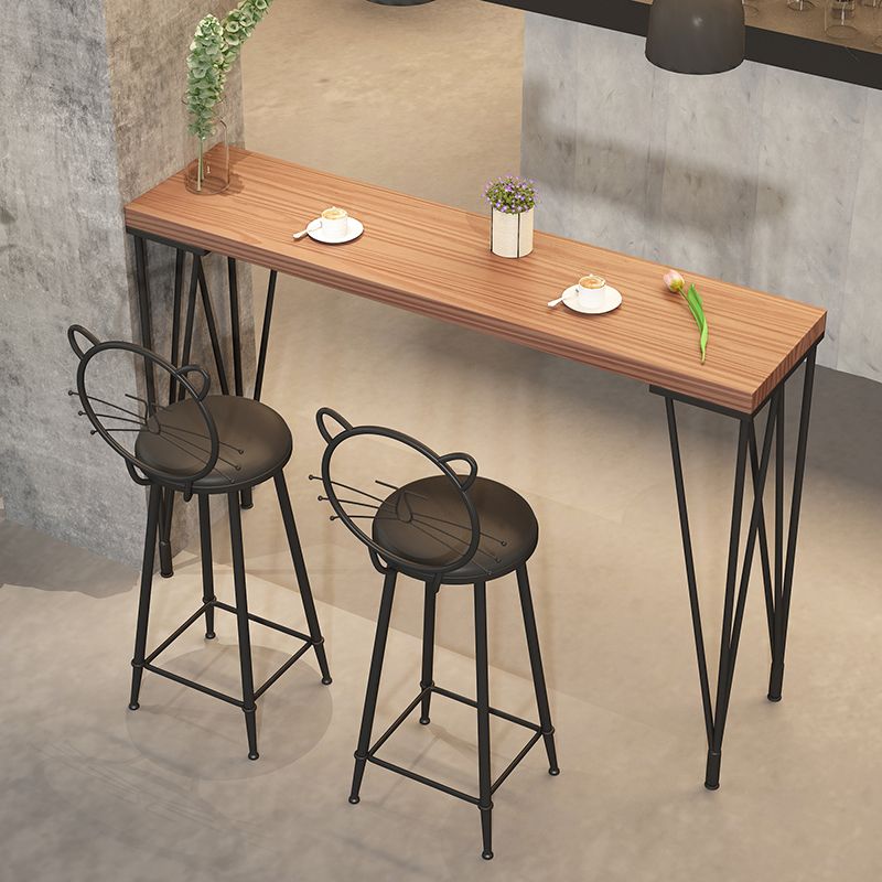 Pine Wood Bar Dining Table Modern Rectangle Bar Table with 4 Legs Pedestal for Dining Room