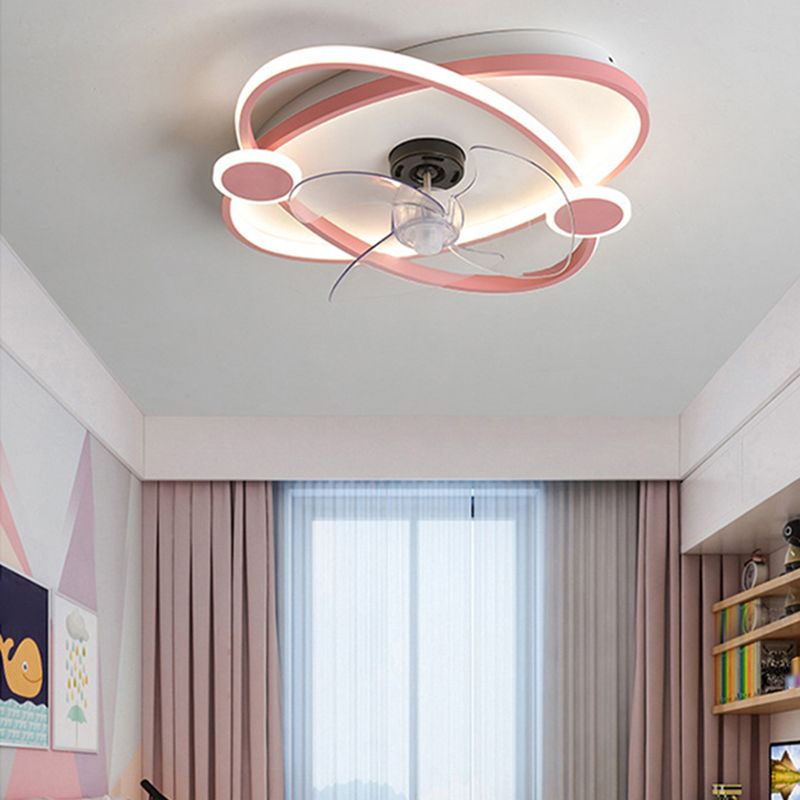 3-Blade LED Fan with Light Children Blue/Pink Ceiling Fan for Home