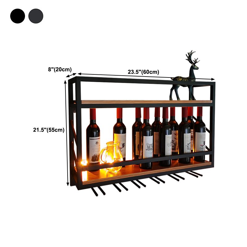 Wood and Metal Wall Mounted Wine Rack 8"W X 22"H 12-Bottle Wine Racks with Shelf