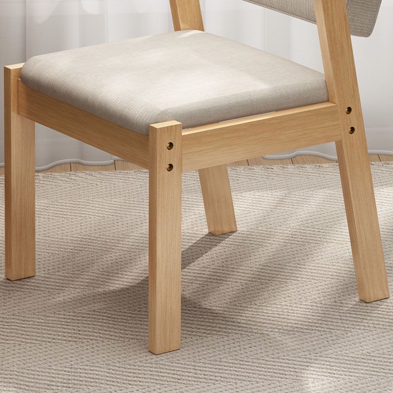 Contemporary Rubberwood Open Arm Chair Matte Finish Upholstered Dining Chair