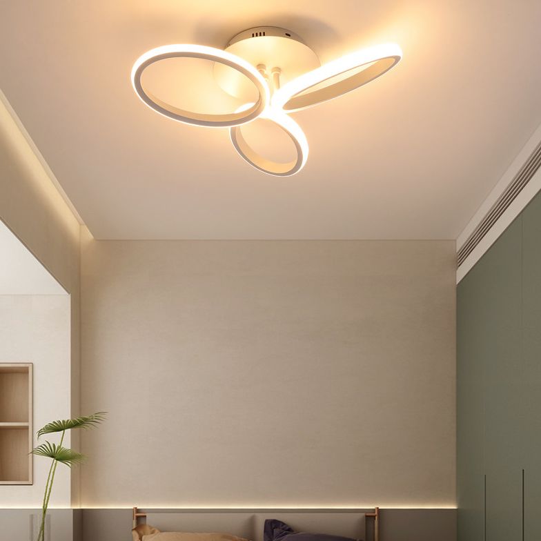 Petaloid Acrylique Shade LED Semi Flush Mount dans la simplicité moderne de plafond en métal pour le salon