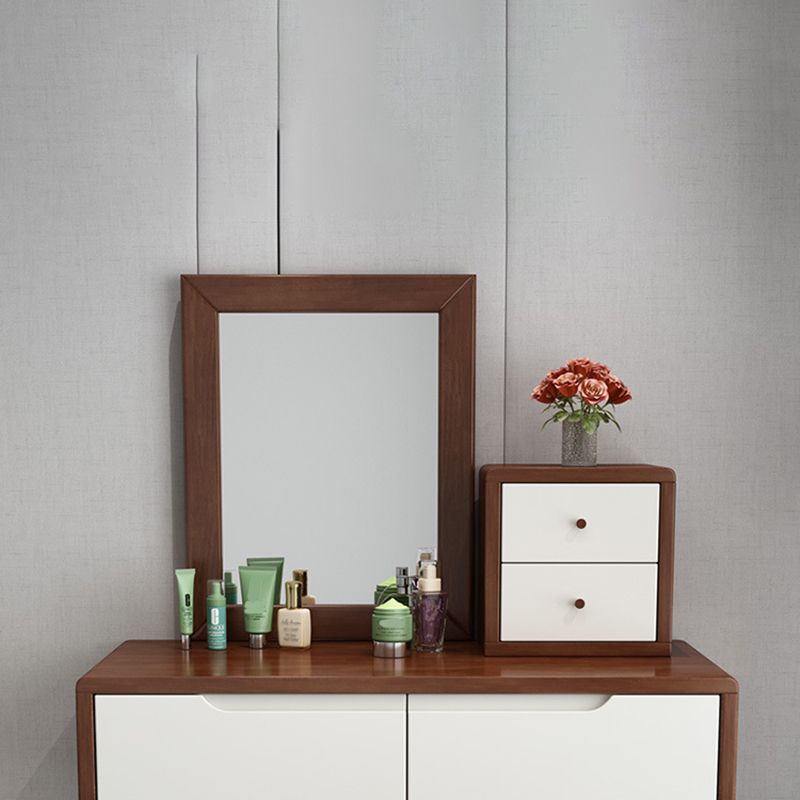 15.74" Wide Vanity Set with Drawer Solid Wood Make-up Vanity with Mirror and Stool