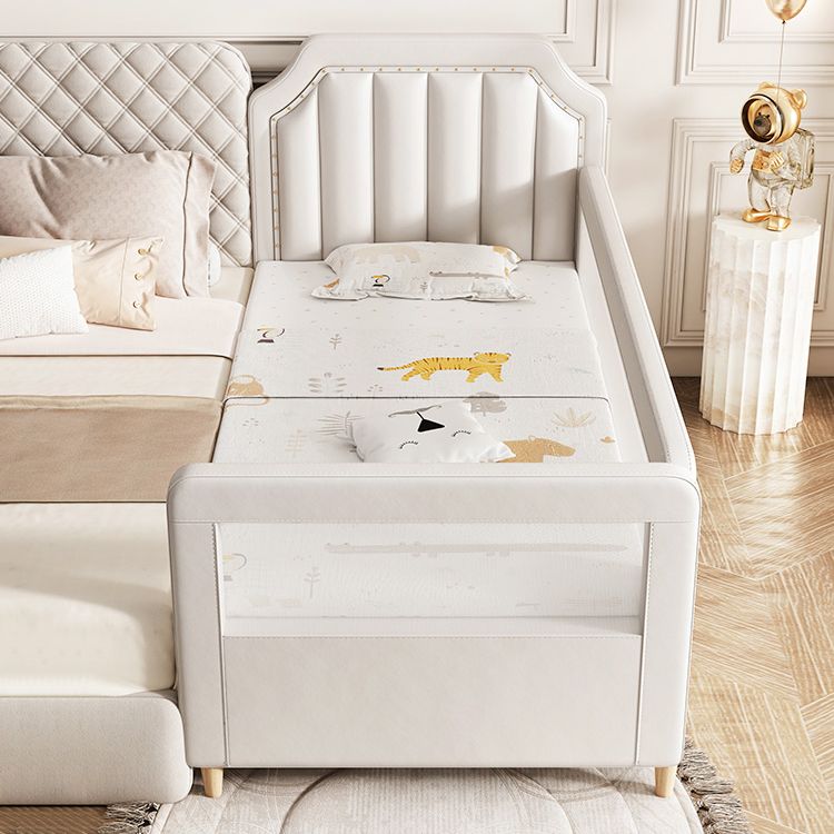 Wood Frame Nursery Bed White Baby Crib with Guardrail and Mattress