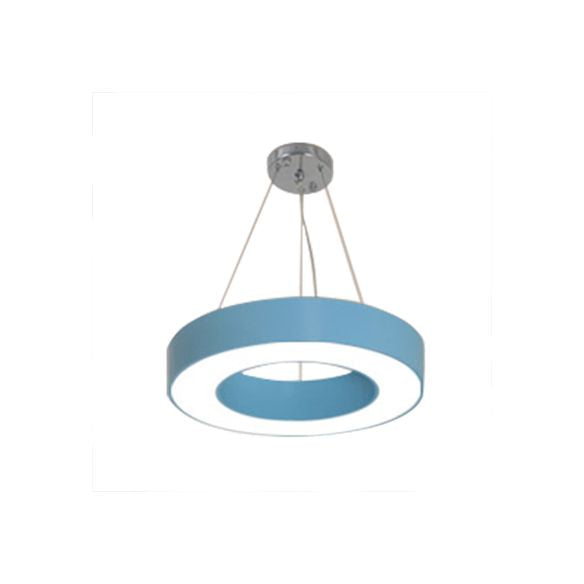 Integrated Led Drum Pendant Light Height Adjustable Metal Hanging Light for Play Room