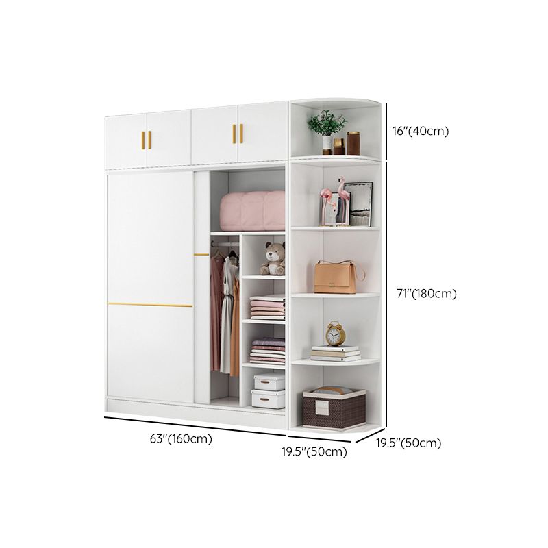 Contemporary Wardrobe Armoire Manufactured Wood White Bedroom Armoire