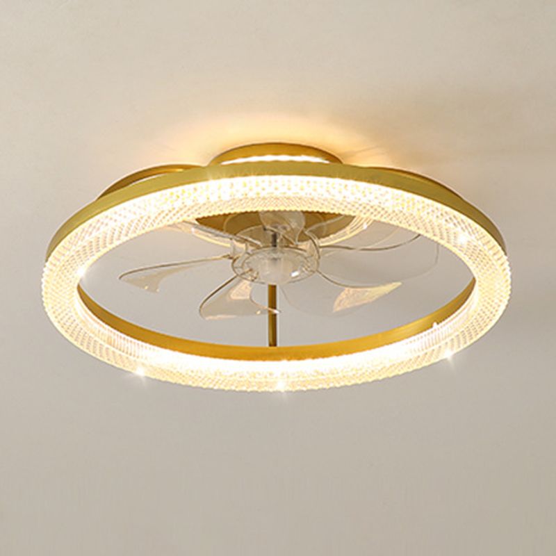 7-Blade Contemporary Ceiling Fan White/Golden Fan with Light for Home