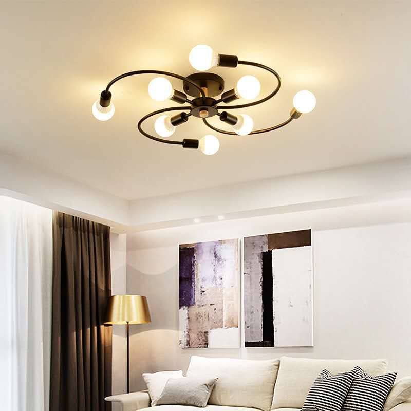 Bulbo desnudo Semi Flush Mounting Lighting de metal de estilo loft Semi Flush Mount Lighture