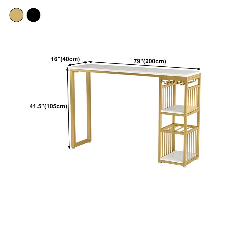 Stone Top Bar Dining Table Traditional Luxury Bar Table with Sled Base