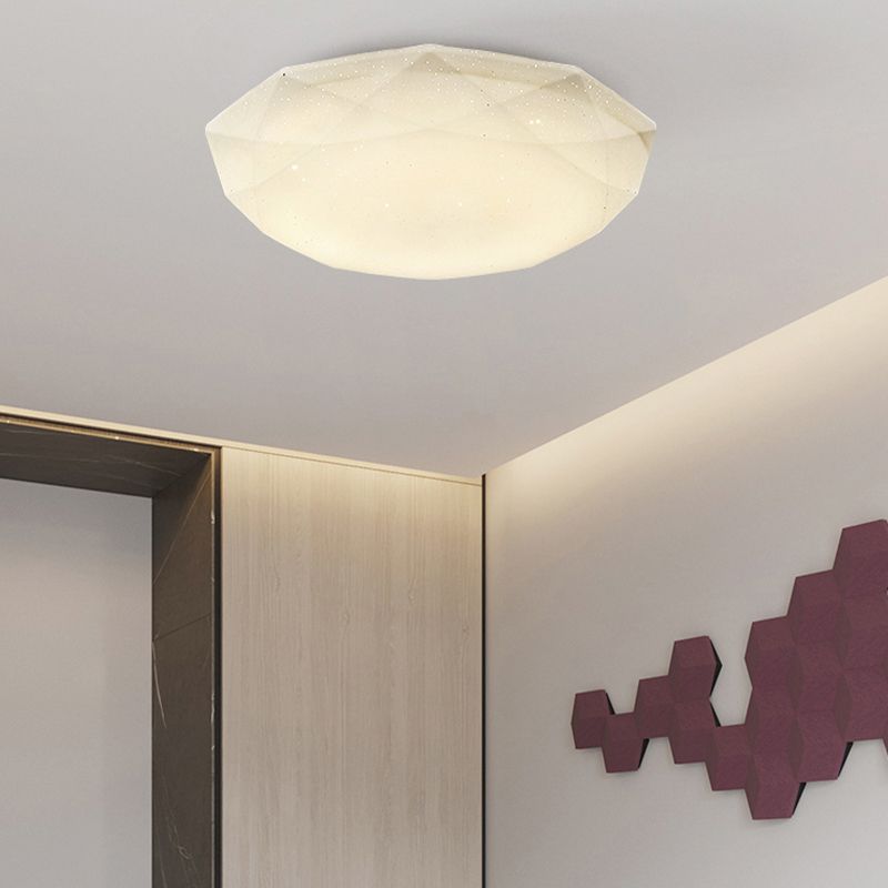 Modern 1 - Light Flush Mount Iron and Acrylic LED Ceiling Flush in White