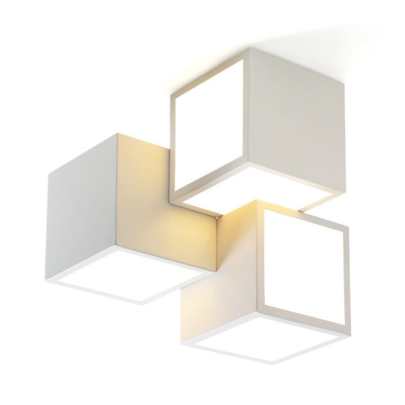 Square Shape Flush Mount Modern Style Acrylic 1 Light Flush Light in White/Black