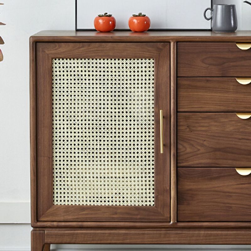 Contemporary Style Solid Wood Sideboard Cabinet with Cabinet and Drawers