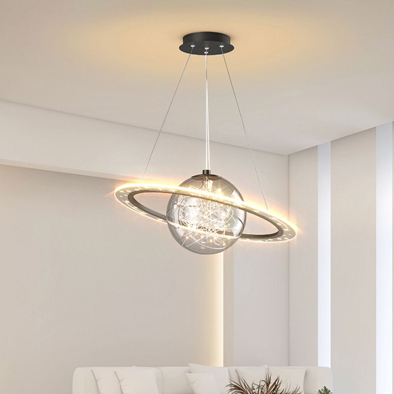 Modern Style Chandelier LED Hanging Pendant Light Fixture with Acrylic Shade for Bedroom