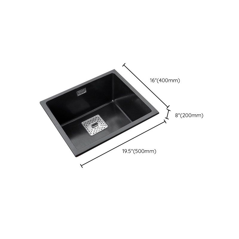 Rectangle Quartz Sink in Black Drop-In Kitchen Sink with Drain Assembly