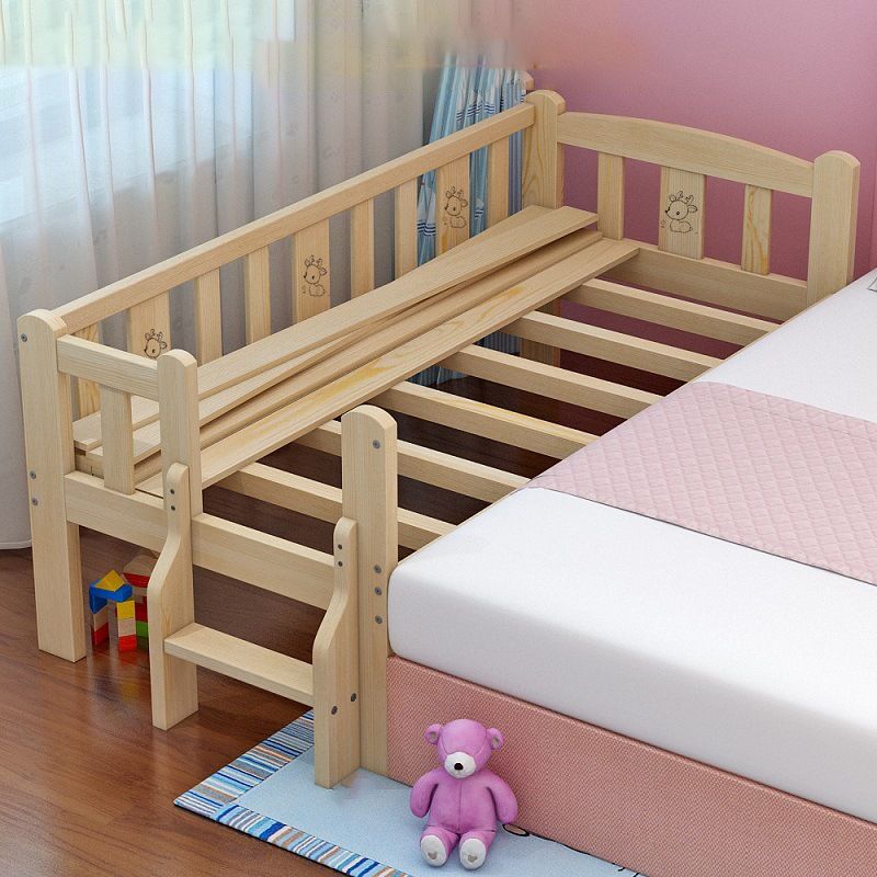 Solid Wood Toddler Bed Mattress Included Kids Bed with Stairway