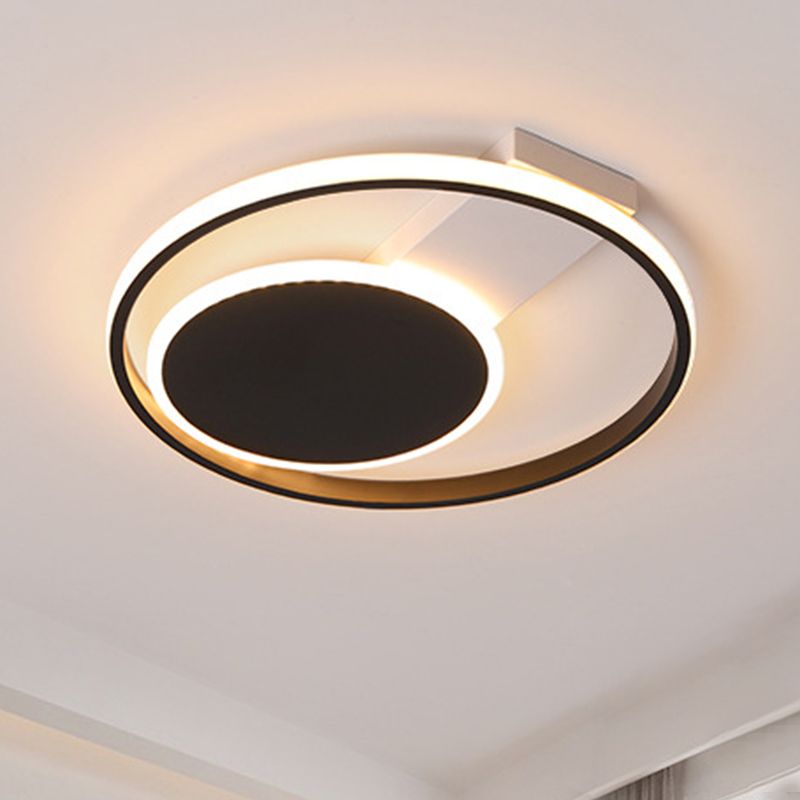 Black Orbit Ceiling Mount Light Simplicity 16"/19.5" Dia LED Slim Acrylic Flush Lighting in Warm/White Light