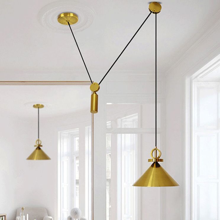 Metal Flared Suspension Pendant Light Modern Gold Down Lighting for Dinning Room