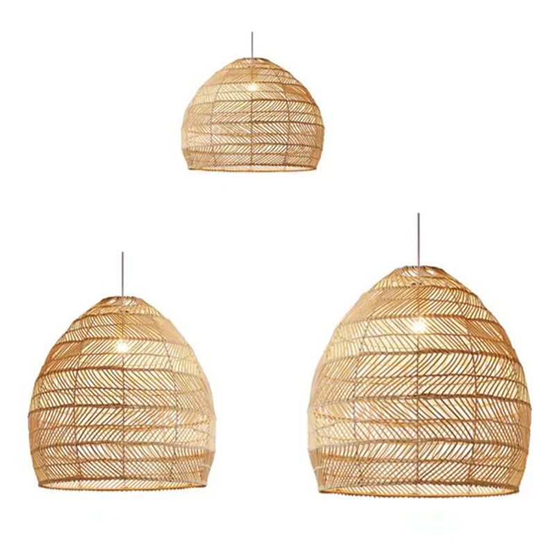 Tensione a forma di campana in tema a forma di lampada sospesa in stile contemporaneo a 1 luce in beige per sala da pranzo