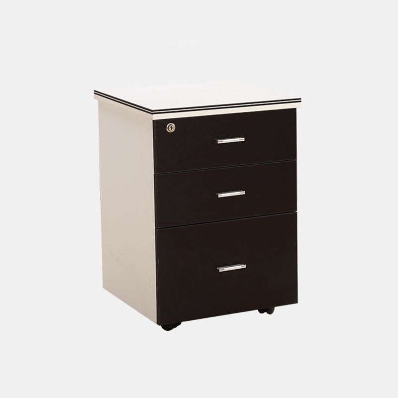 Contemporary File Cabinets Solid Wood Frame Mobile Filing Cabinet with Key Lock