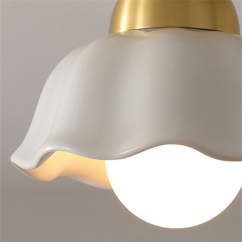 1-Light Ceiling Light Modern Ceiling Mount Lamp with Copper for Corridor