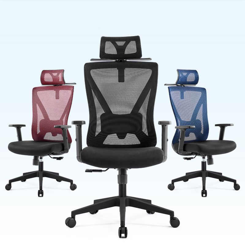 Modern Chair Mesh Computer Chair Mid-Back Chair with Wheels in Black/Red/Blue