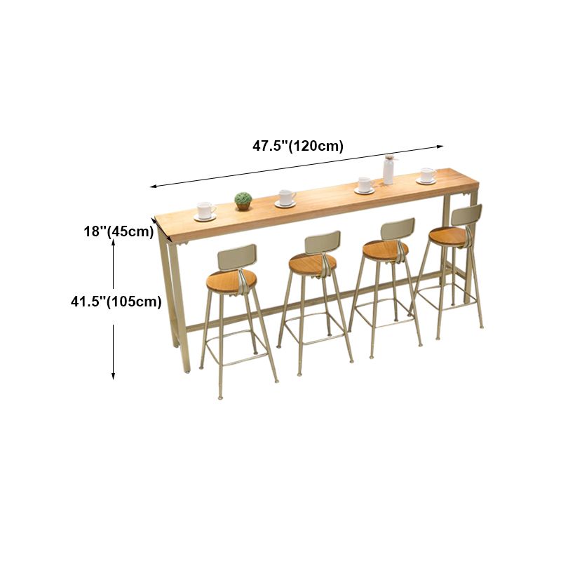 Light Brown Modern Style Bar Table in Solid Wood and Iron Table Milk Tea Shop Bar Table