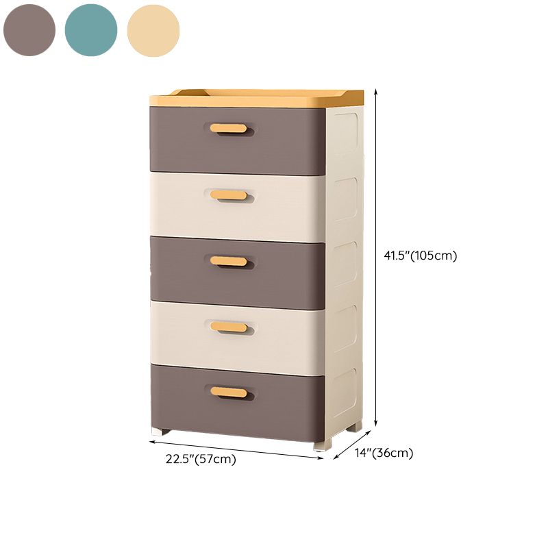 Plastic Scandinavian Nursery Dresser Chest Kids Nightstand with 5 Drawers