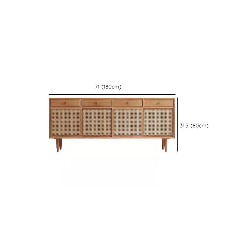 Contemporary Style Solid Wood Sideboard Cabinet with Cabinets and Drawers