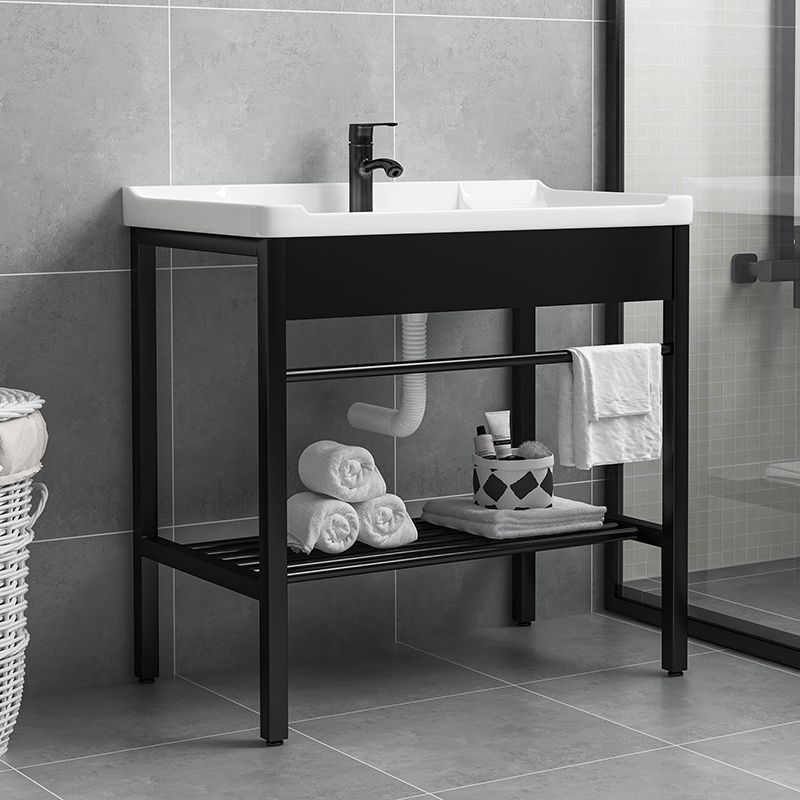 Modern Bathroom Sink Vanity Metal Frame Shelving Included Freestanding Sink Vanity