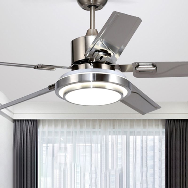 Modern 5-Blade Ceiling Fan Lighting with Stainless Steel for Dining Room