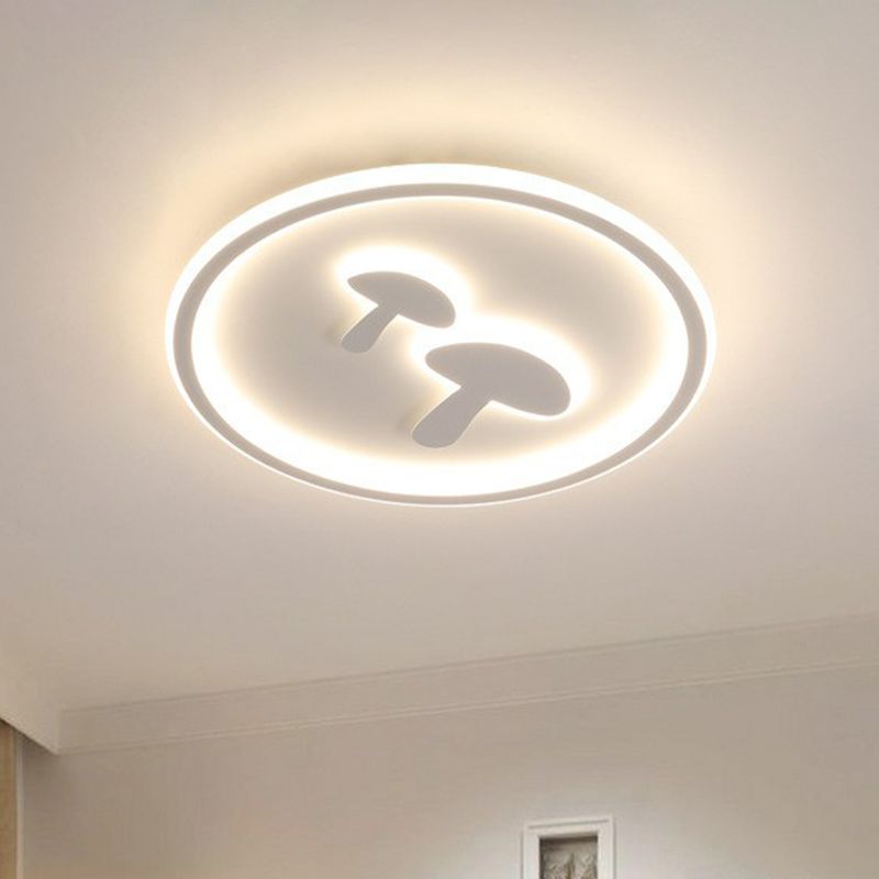 Cartoon Mushroom LED Flush Mount Light Acrylic Bedroom Flush Mount Ceiling Light with Halo Ring