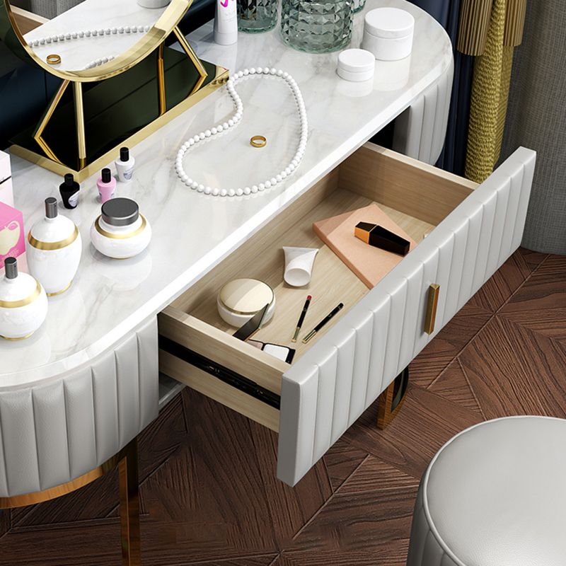 Glam Slate Top Vanity Dressing Table Set White Make-up Vanity