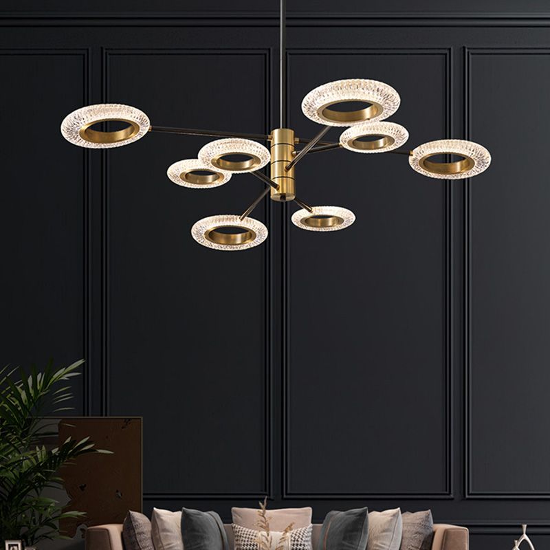 LED Chandelier Modern Style Hanging Lights in Copper for Living Room Dinning Room