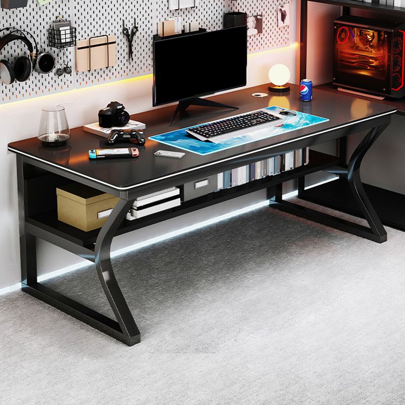 Modern Wood Computer Desk Rectangular Sled Office Desk with Storage