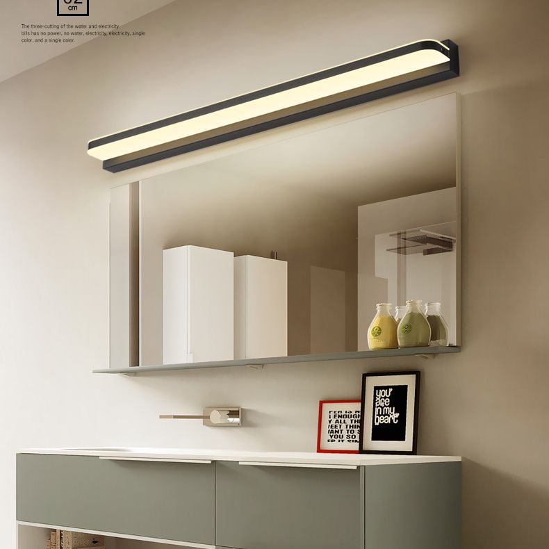 Ideas de iluminación de tocador lineal lámpara de pared de estilo moderno en múltiples vistas para el baño