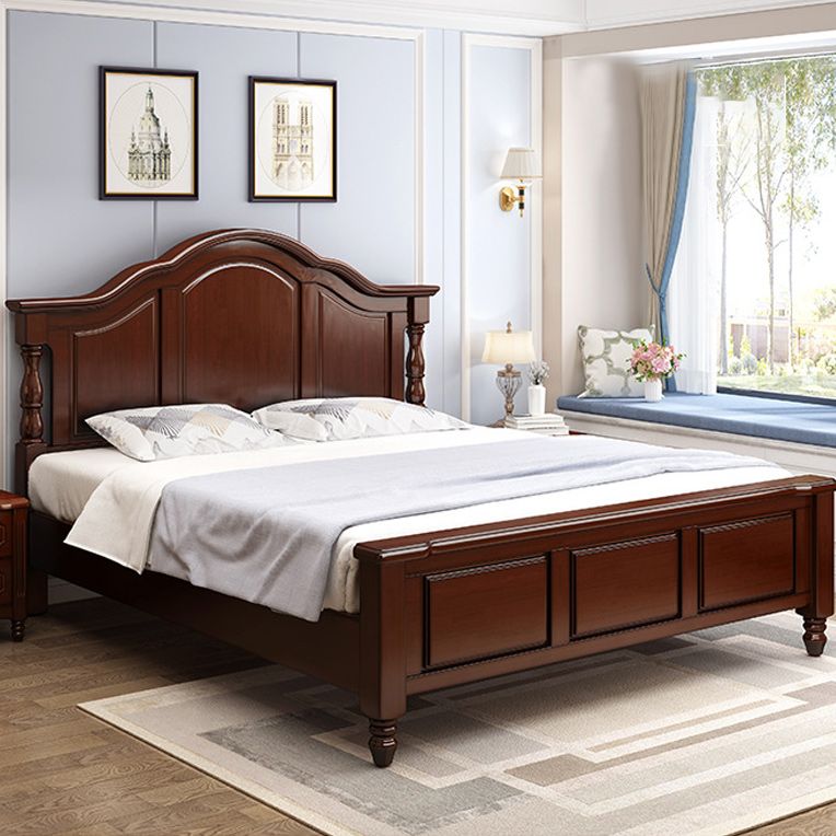 Victorian Camelback Wood Panel Bed 54.3-inch H Bed Frame with Headboard